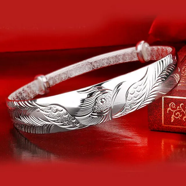Vintage 925 Silver Phoenix Bangle Bracelet Womens Jewellery Gifts Accessories