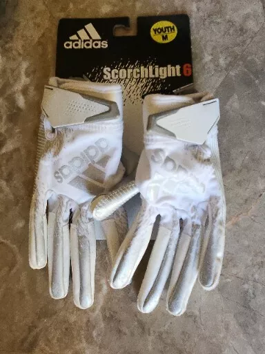 ADIDAS YOUTH MEDIUM Scorch light 6.0 Football Gloves white silver