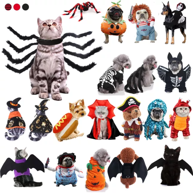 Halloween Pet Dog Cats Clothes Cape Coat Pumpkin Bat Cosplay Costume Fancy Dress