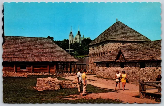 Postcard Ontario Midland ON Sainte-Marie Among the Hurons Martyrs Shrine Church