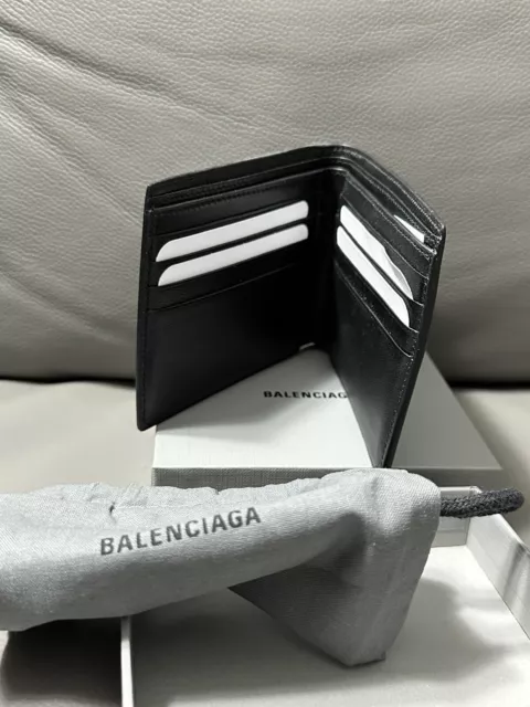 $450 Balenciaga ‘Glow in the Dark’ Leather Bifold Card Wallet, NWT, Italy