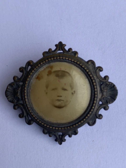 Broche Ancienne Porte Photo Art Nouveau Plaqué Or FIX - État Correct, Dorure Préservée