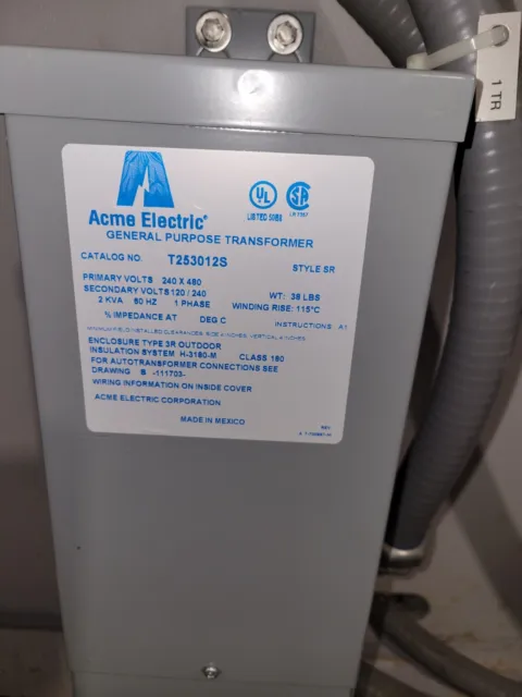 Electrovert Aquastorm Acme Electric Dry Distribution Transformer T253011S