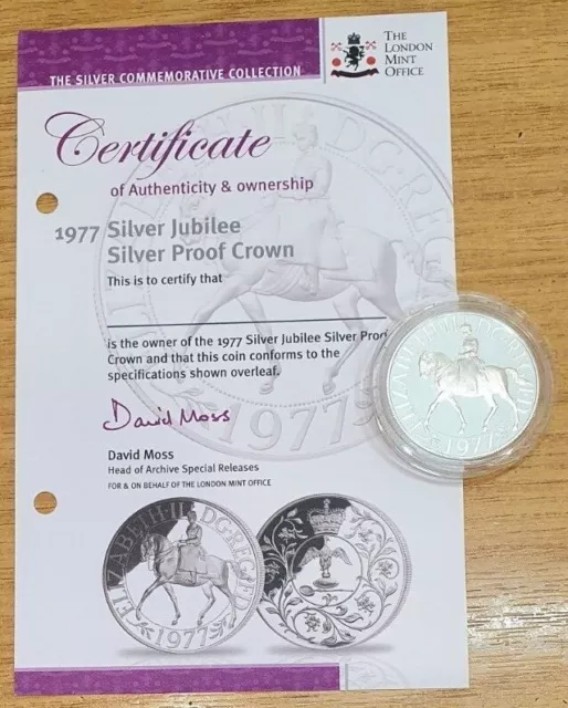 1977 Elizabeth II Silver Jubilee Silver Proof Crown with COA