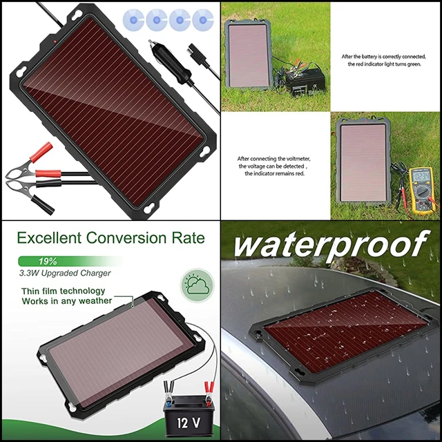 12 Volt Battery Charger Solar Powered Panel for Car Dump Trailer Boat Marine New