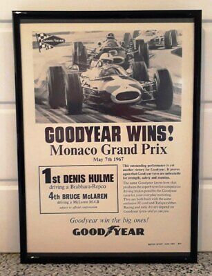 Framed original Classic Car Ad for the Goodyear/Monaco GP from 1967