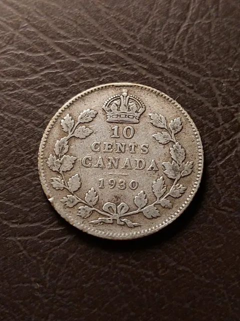 Canada 10 Cent 1930 George V Canadian Silver Dime Ten Cents Coin