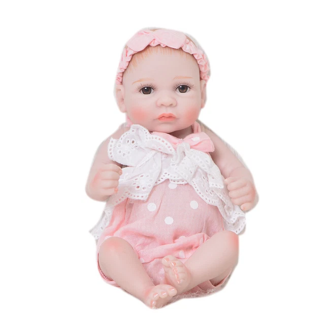 26cm Mini Reborn Doll Full Silicone Vinyl Body Painted Hair Cute Toddler Doll
