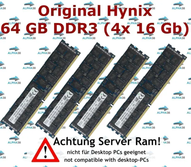 SK Hynix 64 GB (4x 16 GB) ECC Reg DDR3-1600 Supermicro X8OBN-F X8QB6-F RAM