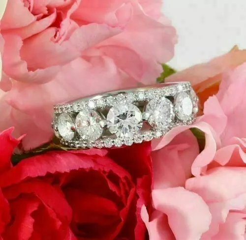 14K White Gold 2.35Ct Round Cut Lab-Created Diamond Women's Charm Propose Ring