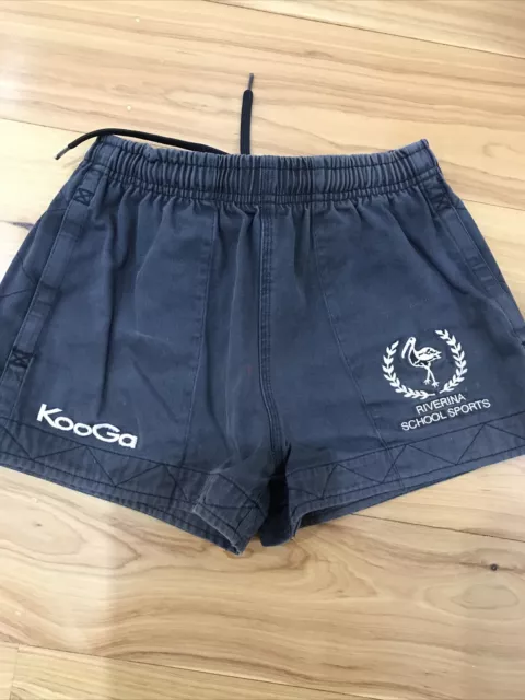 Riverina School Sports Boys Black Heavy Cotton Rugby Shorts Kooga Brand Size 24