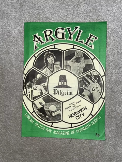 1977 Norwich City v Plymouth Argyle  Friendly Programme