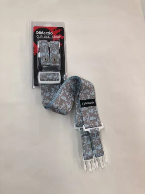Dimarzio Steve Vai Utopia Cliplock Guitar Strap Gray/Blue 2"  Wide Dd2253