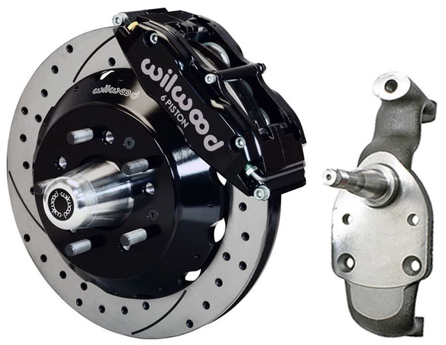 Wilwood Disc Brake Kit & 2" Drop Spindles,Front,58-70 Impala,14" Drilled,Black