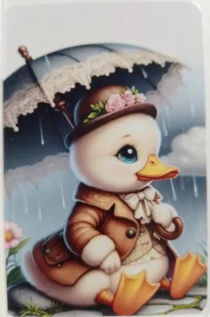 swap cards Modern playing card back Cute Duck with an umbrella
