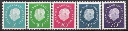 Berlin Nr.182/86 ** Freimarken Heuss 1959, postfrisch