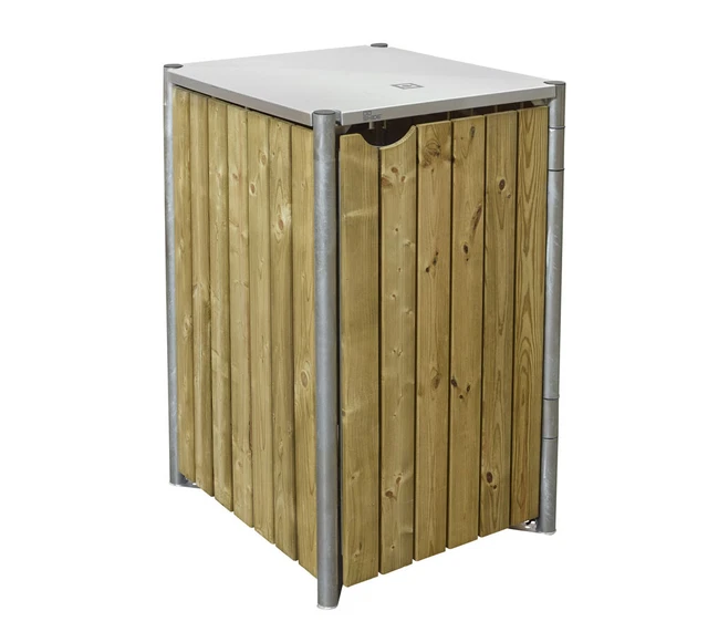 Yolola Mülltonnenbox 1er Aus Akazienholz - Für 240L Tonne 70x89x117cm