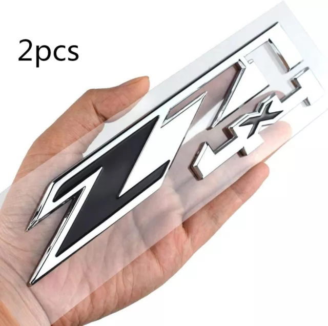 2x Z71 4x4 Emblems Badges for Car Chevy Silverado Sierra Tahoe Chrome Black