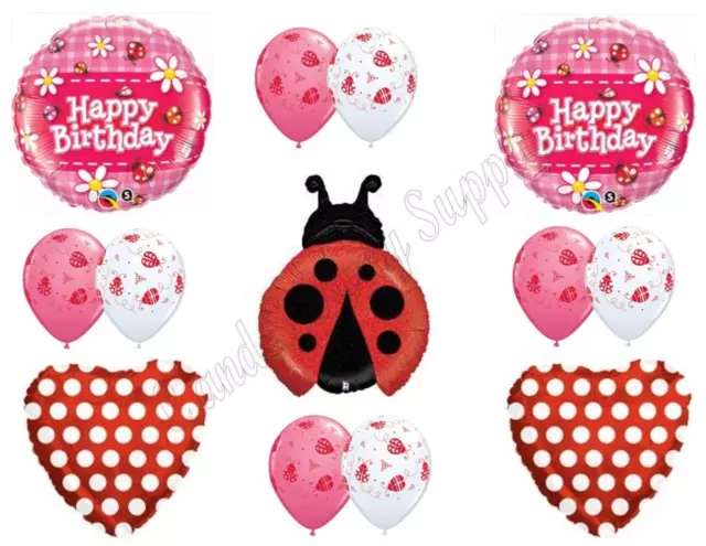 LADYBUG RED POLKA DOTS Happy Birthday Balloons Decoration Supplies 1st 2nd 3rd