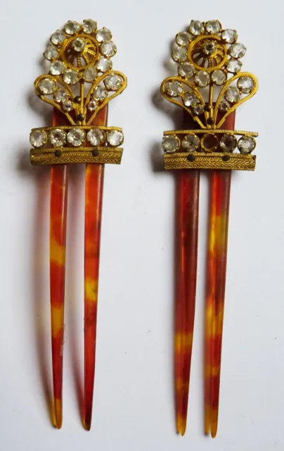 2 Peignes peigne avec strass 19e siècle  comb tiara peineta bijou
