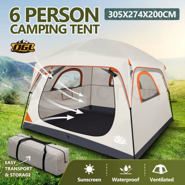 6 Person Camping Tent Family Cabin Instant Auto Beach Sun Shade Shelter Dome