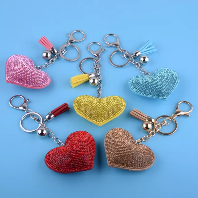 Crystal Rhinestone Handbag Charm Heart Pendant Keychain Bag Keyring Key Chain