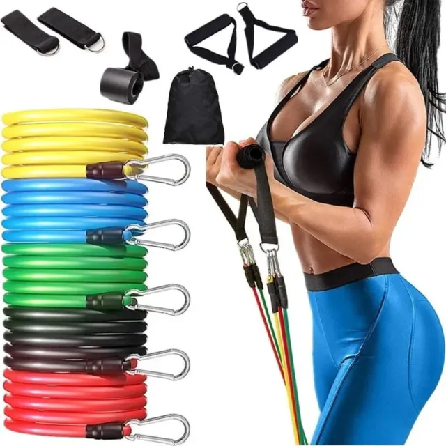 11Pcs Resistance Bands 100lbs Indoor Portable Fitness