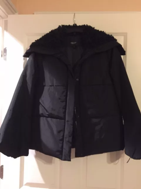 Simply Vera Vera Wang Size SMALL Women's Black Fur Collar Jacket New!