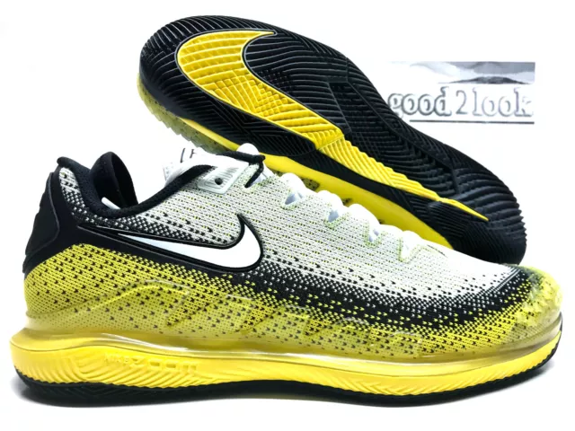Nike Air Zoom Vapor X Knit Tennis Shoe Black/White-Yellow Men 11.5 [Ar0496-004]