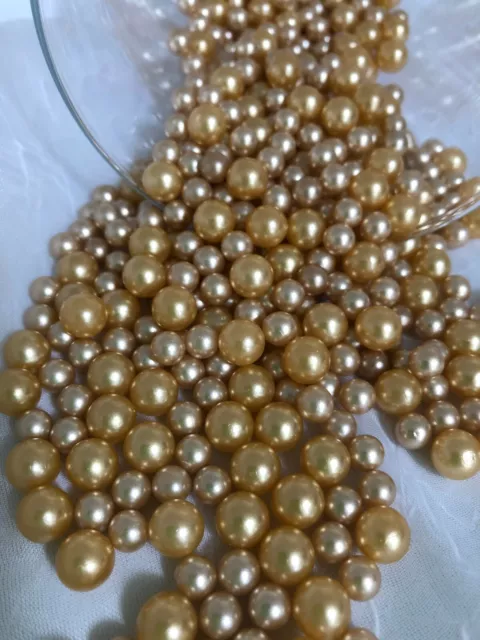 Champagne Gold Pearl Confetti, Table Pearl Scatters, vintage vase filler pearls