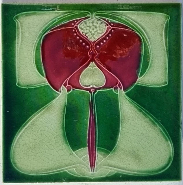 Stunning Antique Art Nouveau 6" x 6" Victorian Tile Cleveland Tiles circa 1900s