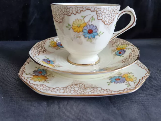 Vintage Tuscan China Cup, Saucer and Side Plate Trio, Plant 785452