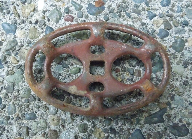 Unique Red Oval Vintage Steampunk Cast Iron Water Valve Handle  2 " X  3"  Inch