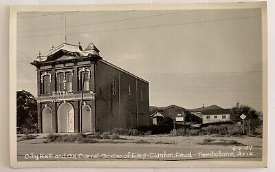 RPPC Postcard Arizona AZ Tombstone City Hall Ok Corral Earp Building  C1946