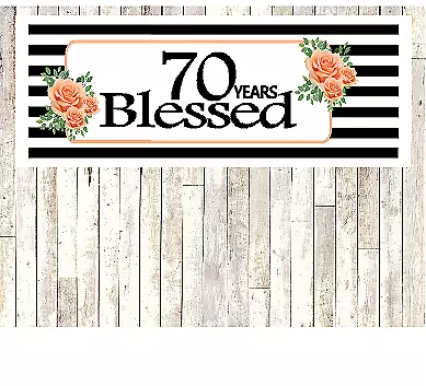 Number 70- 70th Birthday Anniversary Party Blessed Years Wall Decoration Banner