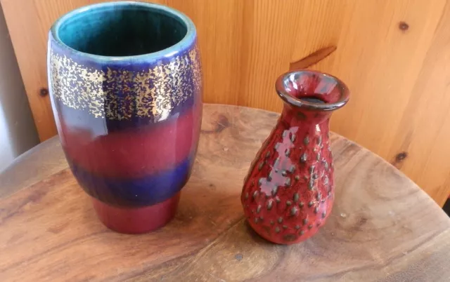 German Retro Pottery Vases Jasba Pair 15 & 12 cm Mid Century Ceramics WGP
