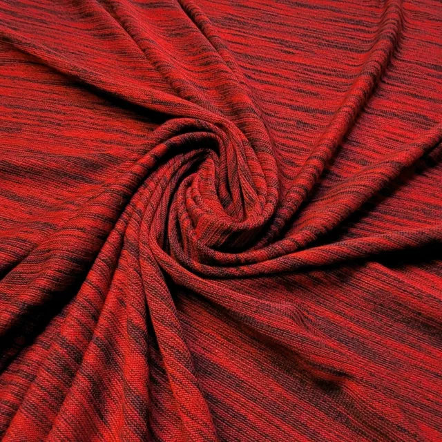 Red Viscose Baby Jersey Stretch Melange Dress Craft Fabric 58" By Meter