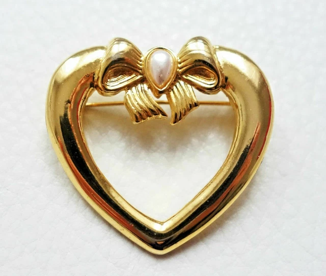 Broche Vintage Panier De Fleurs - Métal Doré, Cabochons Verre - 55x35 Mm - Occasion