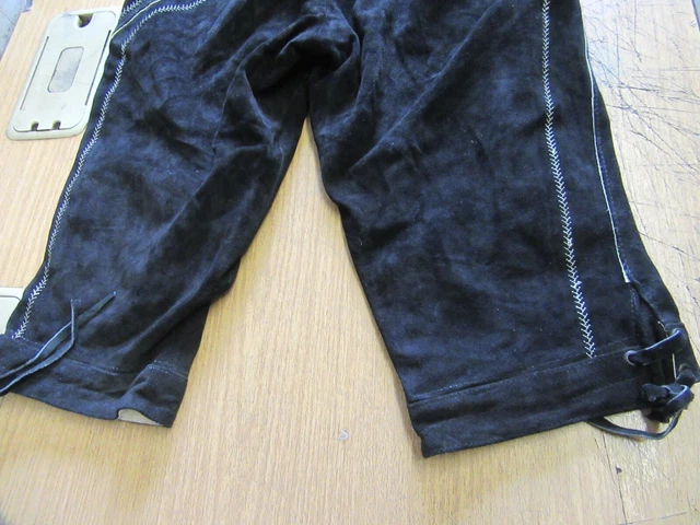 Vintage Austrian Trachten Lederhosen Octoberfest Leather Trousers Shorts Uk 35" 2