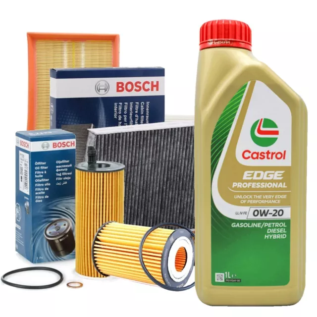 Kit tagliando olio CASTROL EDGE 0W20 5LT 4 FILTRI BOSCH VW GOLF VII 7 1.6 TDI