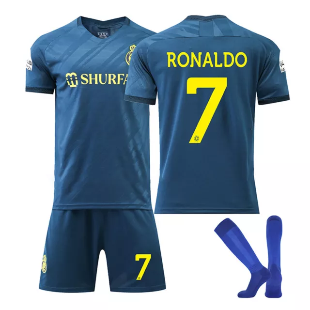 Kids Football Kit 2023 2024 Cristiano Ronaldo 7 Al-Nassr Away Soccer Outfit Set
