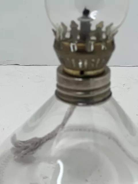 Vintage Mini Oil Lamp Fluted Globe Style 8  Inches Tall Clear glass. 2