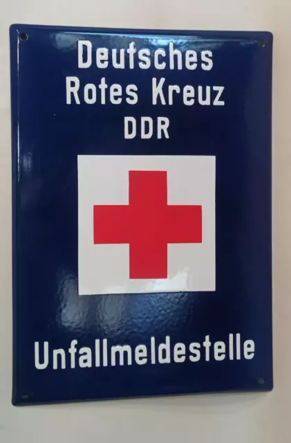 Plaque Emaillée Croix Rouge Est Allemande Guerre Centre de Declaration accident