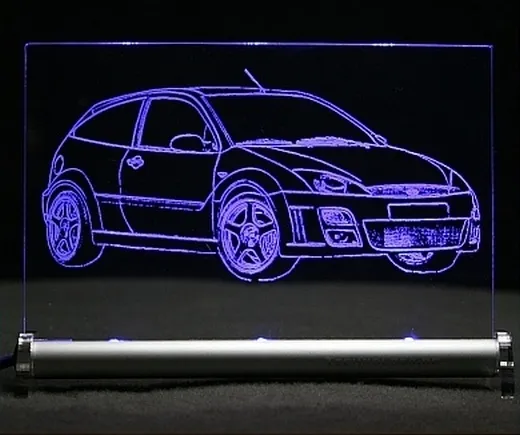 LED Leuchtschild graviert ist Ford Focus RS 2003  AutoGravur