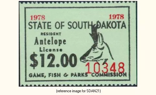+SALE+ South Dakota Antelope 1978 $12.00 (green)