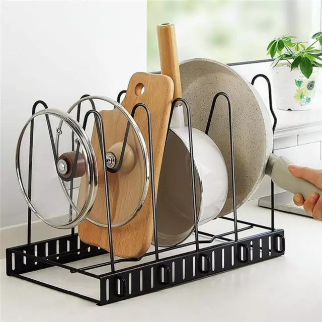 5-8 Tier Cupboard Pot Holder Kitchen Cabinet Storage Organiser Rack Stand Pan UK