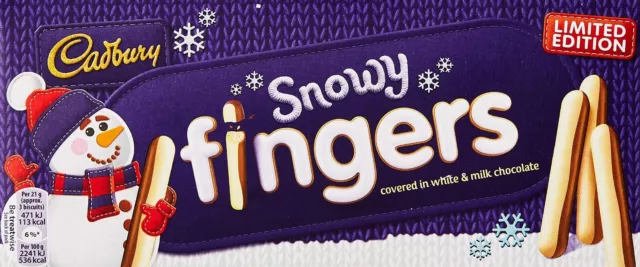 3 x Cadbury White & Milk Chocolate Snowy Fingers 115g - FRESH STOCK IN HAND