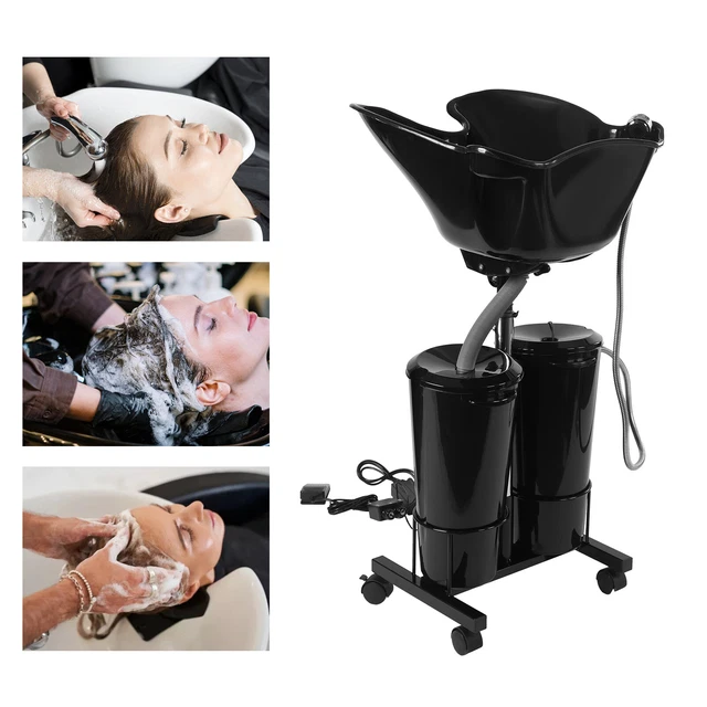Friseur-Waschbecken Mobil Waschplatz Haarwaschbecken Kopfwaschbecken Schwarz