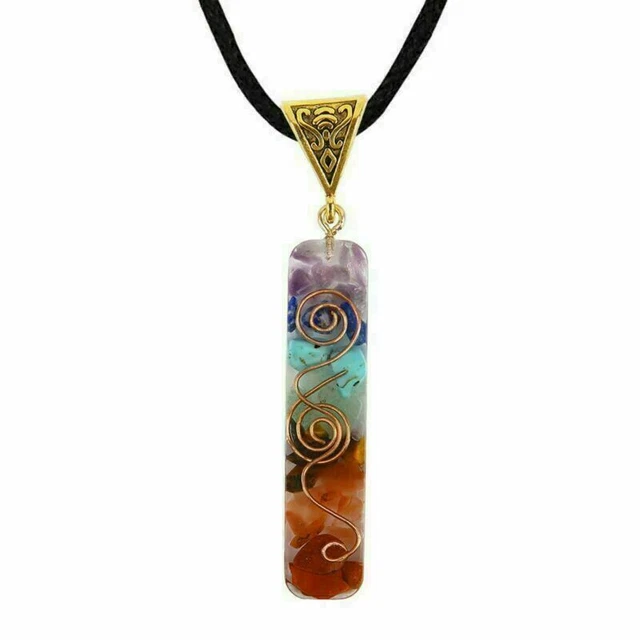 Natural Gemstone Necklace Chakra Stone Pendant Energy Healing Crystal 7 Chakra