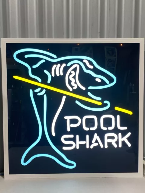 Pool Shark Light Up Premium Flat Hanging Sign Light Led Billiards Snooker Table